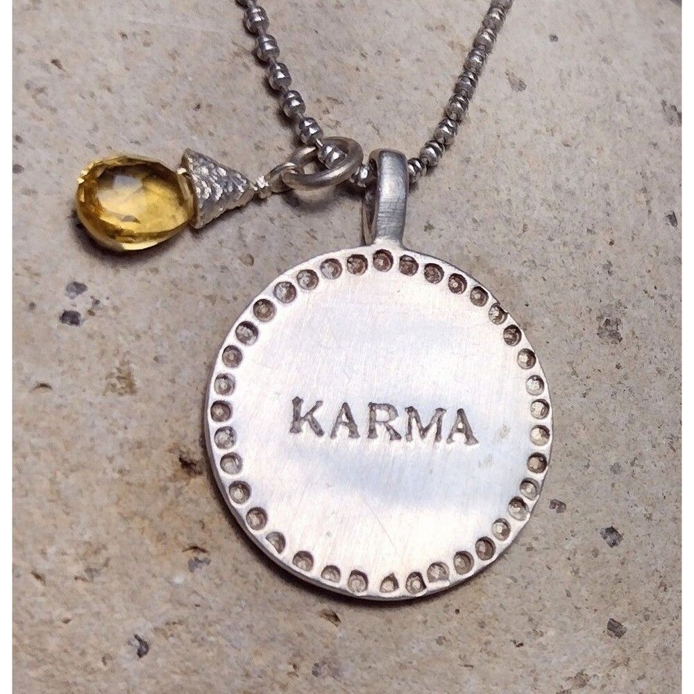 Sterling Silver KARMA Pendant Crystal Artisan Necklace